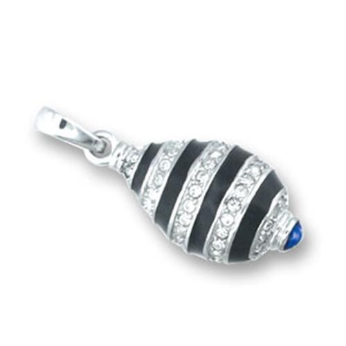 41602 - High-Polished 925 Sterling Silver Pendant with Top Grade Crystal  in Clear