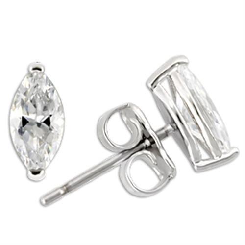 0W167 - Rhodium 925 Sterling Silver Earrings with AAA Grade CZ  in Clear