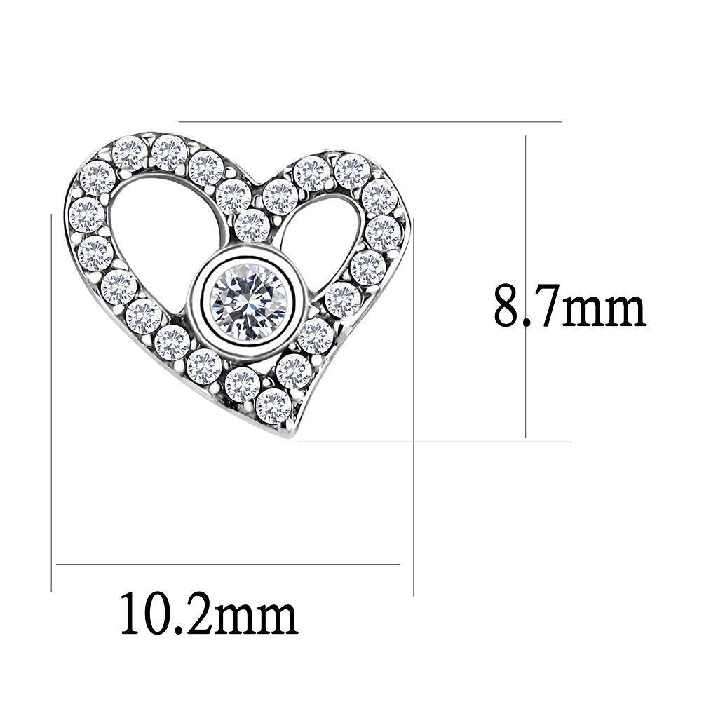 DA075 - High polished (no plating) Stainless Steel Earrings with AAA Grade CZ  in Clear