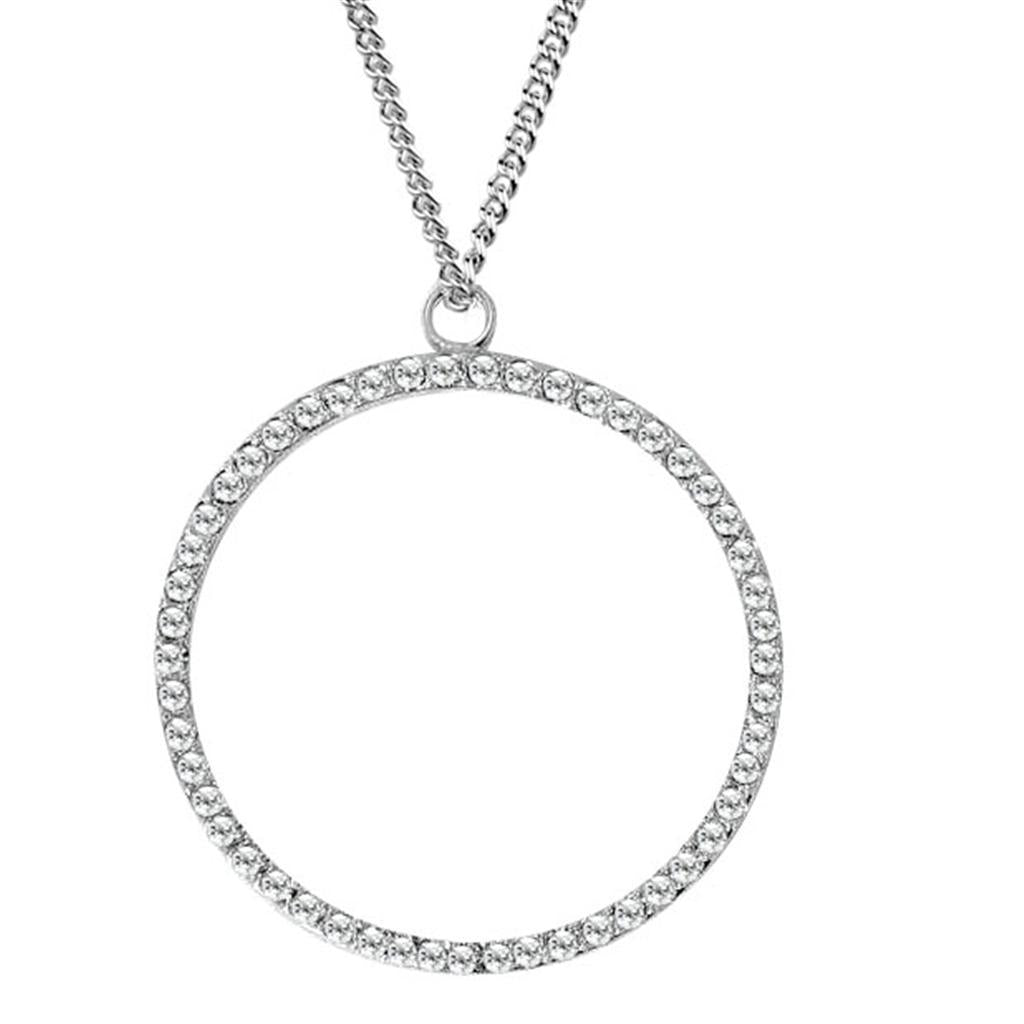 LOAS1357 - Rhodium Brass Pendant with AAA Grade CZ  in Clear