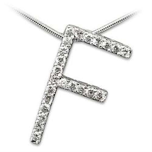 LOA257 - High-Polished 925 Sterling Silver Pendant with AAA Grade CZ  in Clear