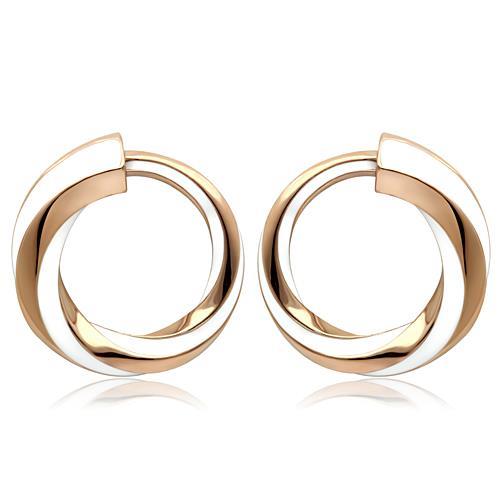 TK1488 - IP Rose Gold(Ion Plating) Stainless Steel Earrings with Epoxy  in White