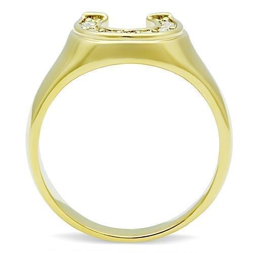 ETERNAL SPARKLES Women's Clear Pave CZ Horseshoe Equestrian Novelty Statement Fashion Ring - Gold