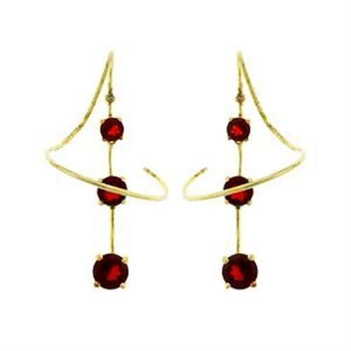 LOAS798 - Gold 925 Sterling Silver Earrings with AAA Grade CZ  in Ruby
