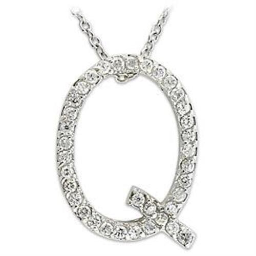 LOA264 - High-Polished 925 Sterling Silver Pendant with AAA Grade CZ  in Clear