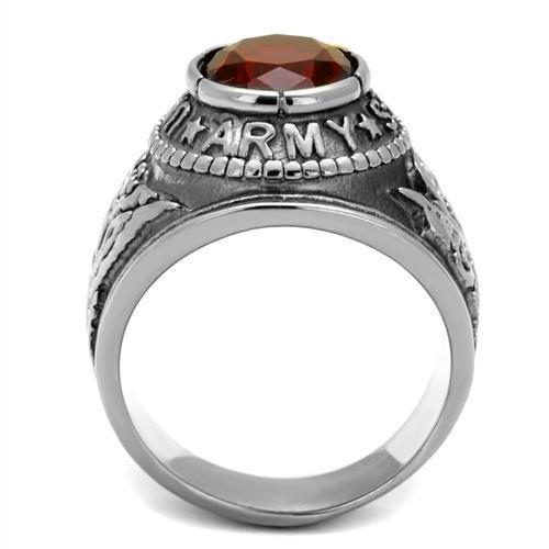 Eternal Sparkles Men's USA United States Army Military Ring Patriotic Bezel Set Crystal Oval Centerstone - Silver