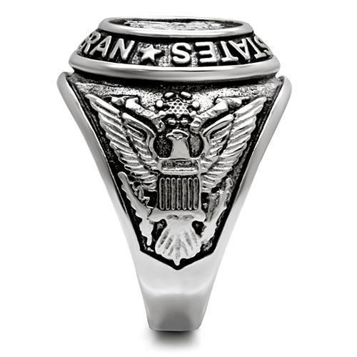 Eternal Sparkles Men's USA Veterans Military Patriotic Masculine Statement Ring - Silver