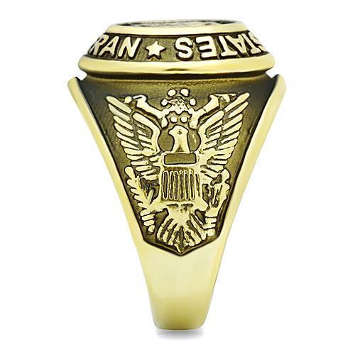 Eternal Sparkles Men's USA Veterans Military Patriotic Masculine Statement Ring - Gold