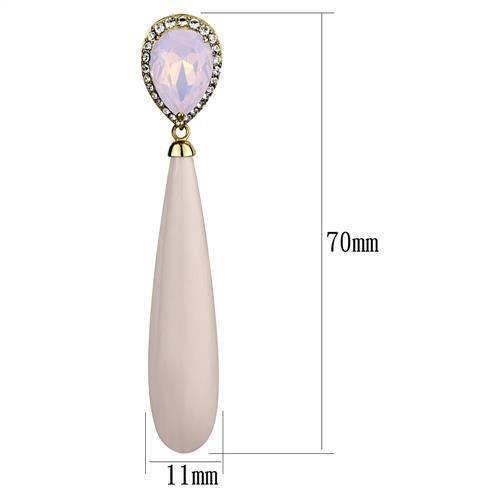 TK2543 - IP Gold(Ion Plating) Stainless Steel Earrings with Top Grade Crystal  in Light Rose