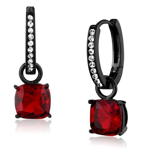 TK2626 - IP Black(Ion Plating) Stainless Steel Earrings with Synthetic Synthetic Glass in Siam