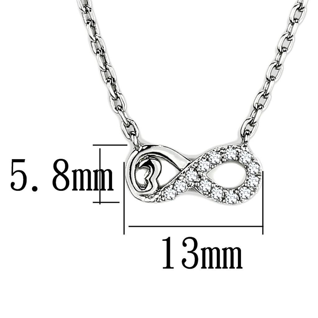 TK2885 - High polished (no plating) Stainless Steel Necklace with AAA Grade CZ  in Clear