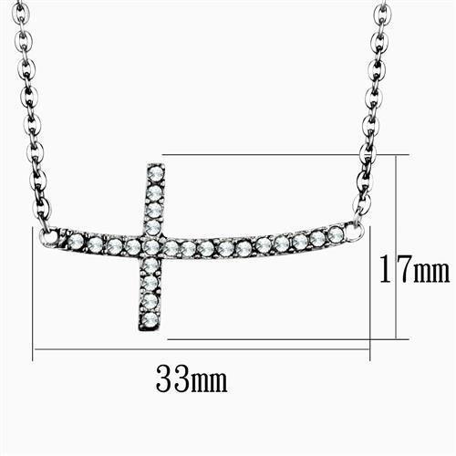TK1931 - High polished (no plating) Stainless Steel Necklace with Top Grade Crystal  in Clear