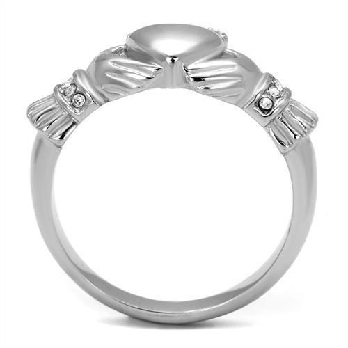 ETERNAL SPARKLES Women's Silver Claddagh Celtic Irish Fashion Comfort Statement Love Ring - Mini CZ Silver