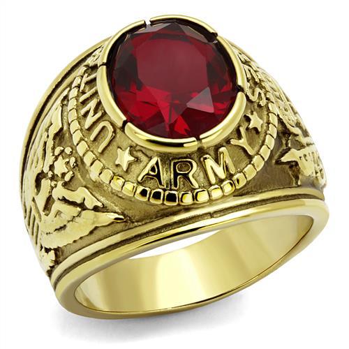 Eternal Sparkles Men's USA United States Army Military Ring Patriotic Bezel Set Crystal Oval Centerstone - Gold