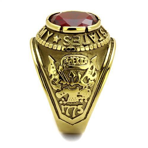 Eternal Sparkles Men's USA United States Army Military Ring Patriotic Bezel Set Crystal Oval Centerstone - Gold