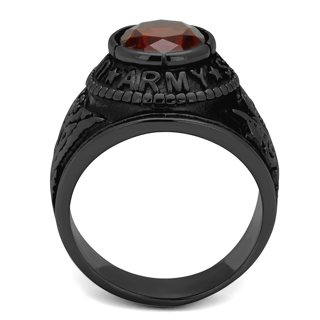 Eternal Sparkles Men's USA United States Army Military Ring Patriotic Bezel Set Crystal Oval Centerstone - Black