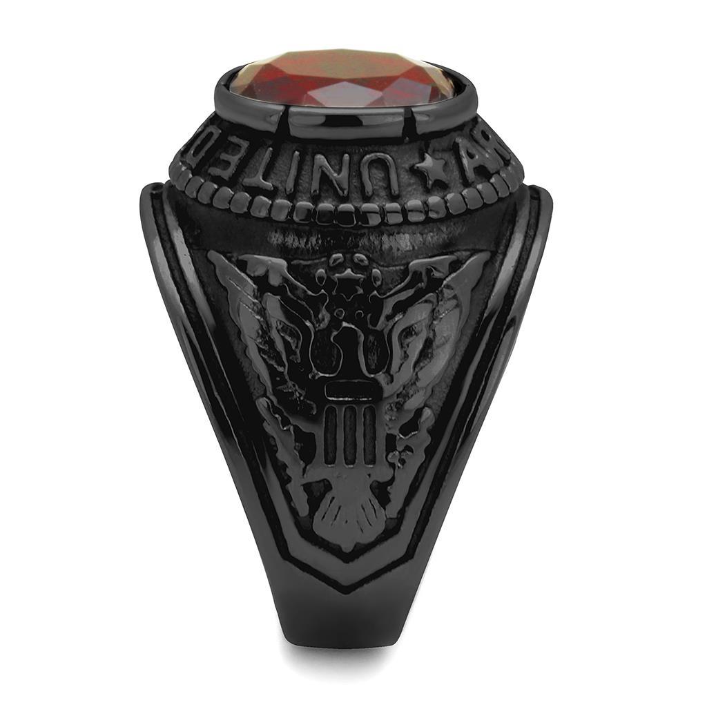 Eternal Sparkles Men's USA United States Army Military Ring Patriotic Bezel Set Crystal Oval Centerstone - Black