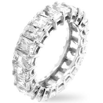 Radiant Cut Clear CZ Eternity Ring
