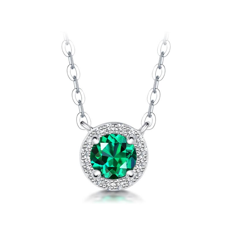 Monaco Moissanite Halo 925 Silver Pendant Necklace