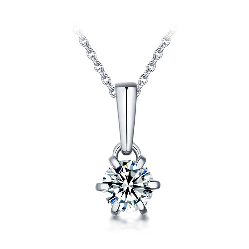Rhea 6 Prong Moissanite Necklace in 925 Sterling Silver