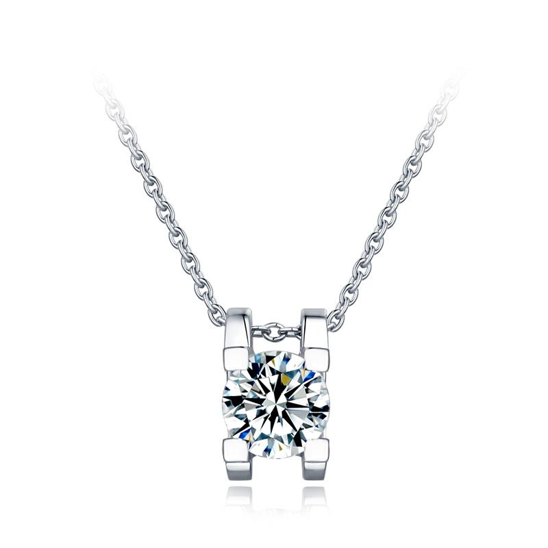 Normandie Moissanite Solitaire Necklace in 925 Sterling Silver