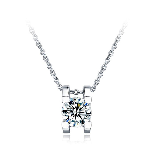 Normandie Moissanite Solitaire Necklace in 925 Sterling Silver