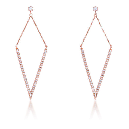 V Rose Gold Drop Earrings