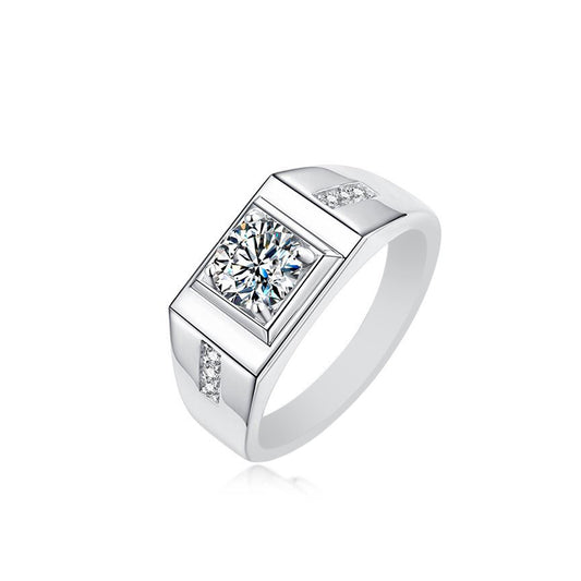 Manhattan Men's Moissanite Ring 925 Sterling Silver