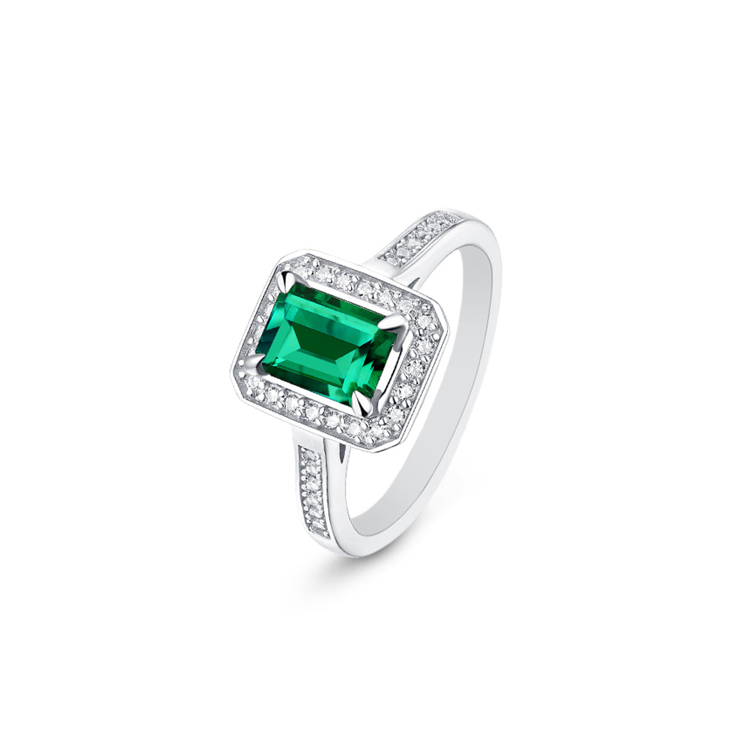 Manhattan Emerald Cut Moissanite Ring in 925 Sterling Silver