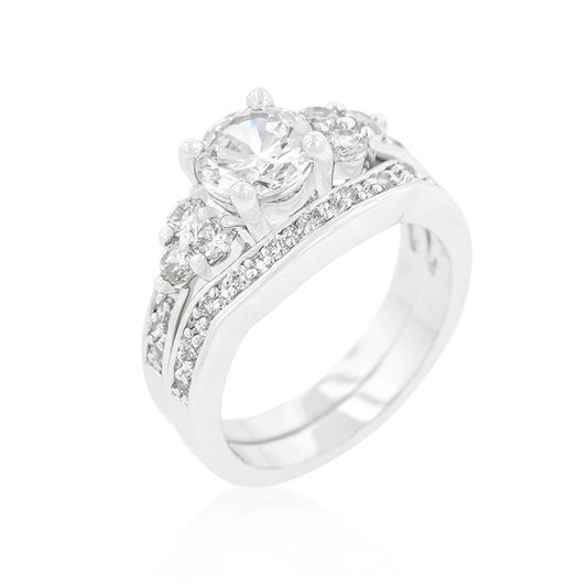 Triple Stone Wedding Ring Set