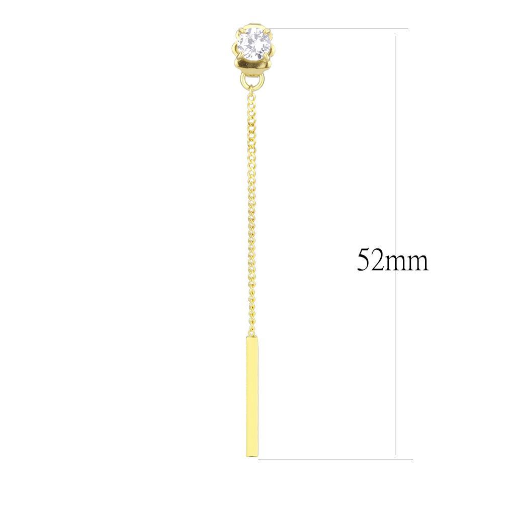 TK3681 - IP Gold(Ion Plating) Stainless Steel Earrings with AAA Grade CZ  in Clear