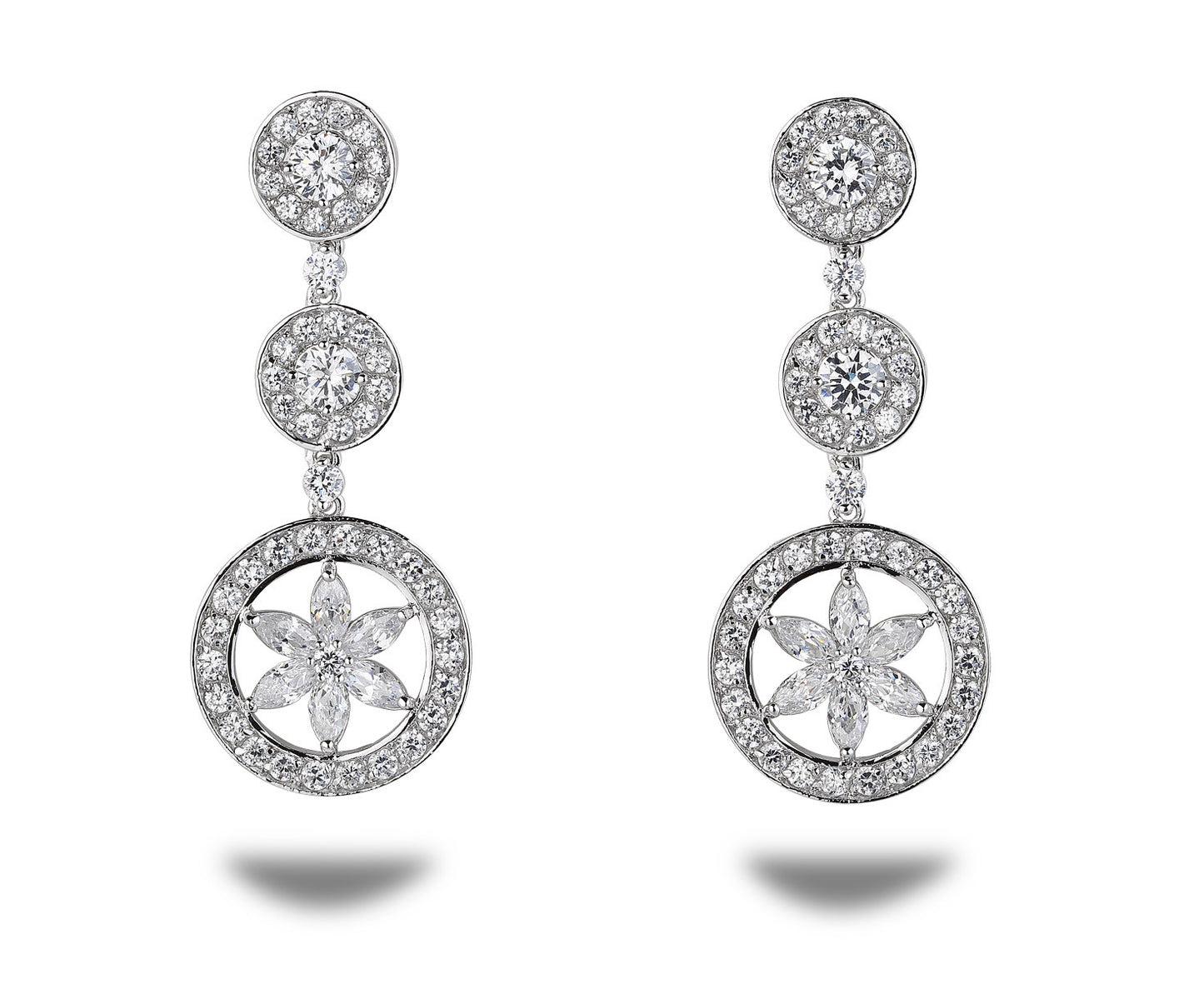 Alluring Circular CZ Drop Earrings