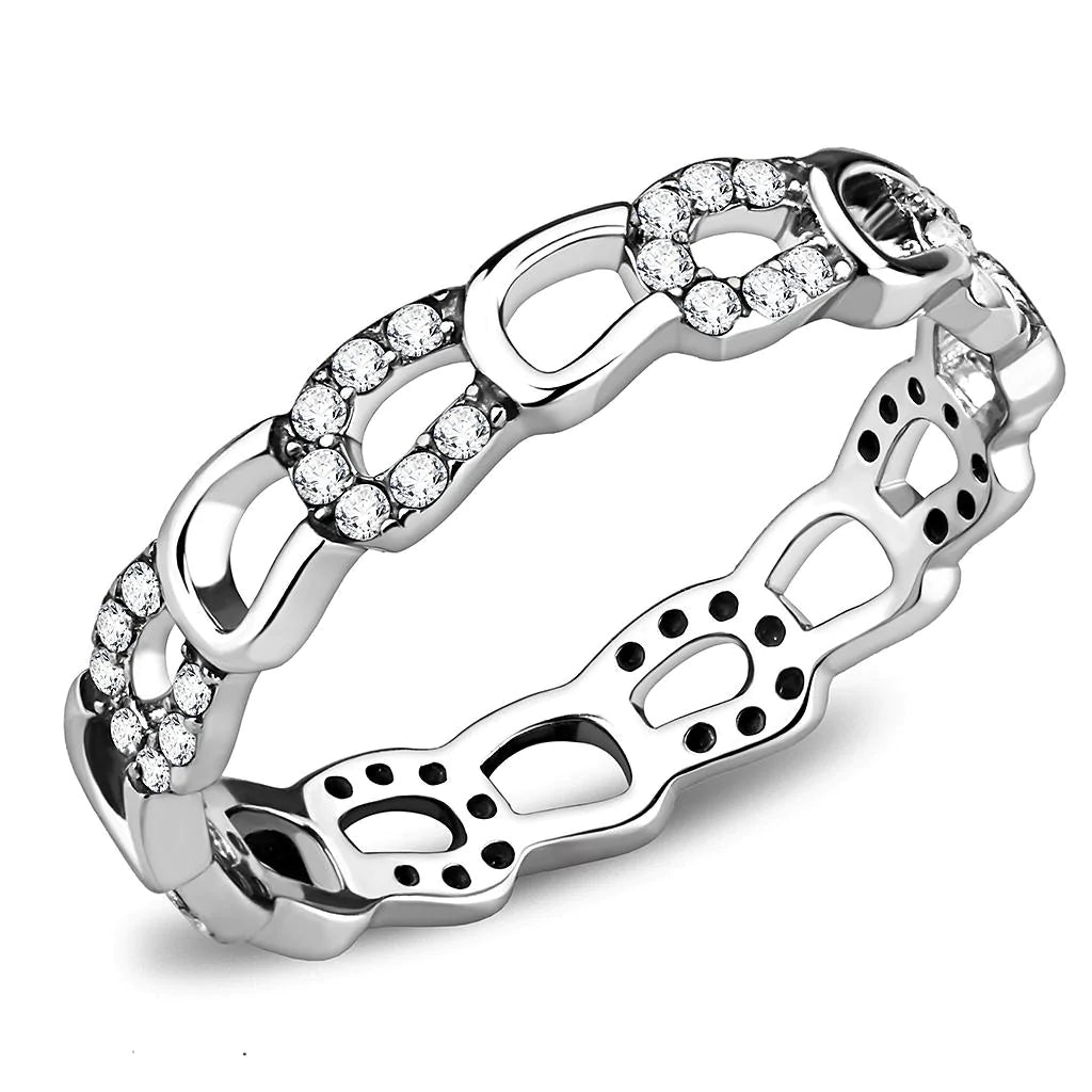 Women's Clear Pave CZ Horseshoe Equestrian Novelty Statement Fashion Ring