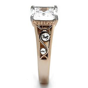 Two Tone Clear CZ Statement Ring