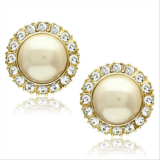 Zoe Champange Pearl Gold Plated Studs