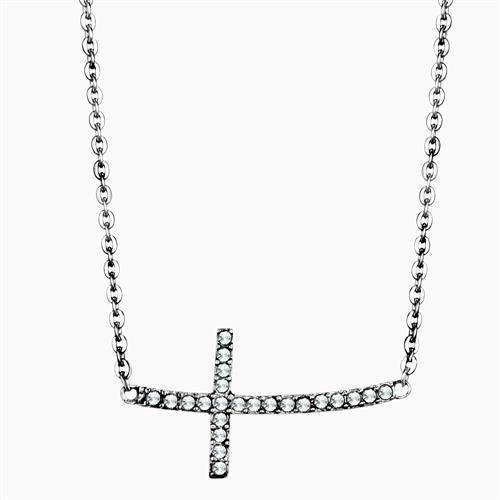 TK1931 - High polished (no plating) Stainless Steel Necklace with Top Grade Crystal  in Clear