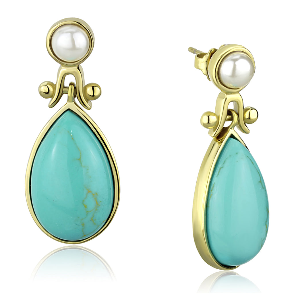 Turquoise Pearl Drop Earrings