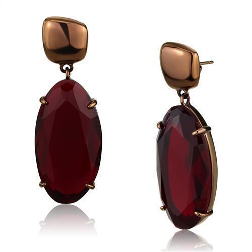 TK2818 - IP Coffee light Stainless Steel Earrings with Synthetic Synthetic Glass in Siam
