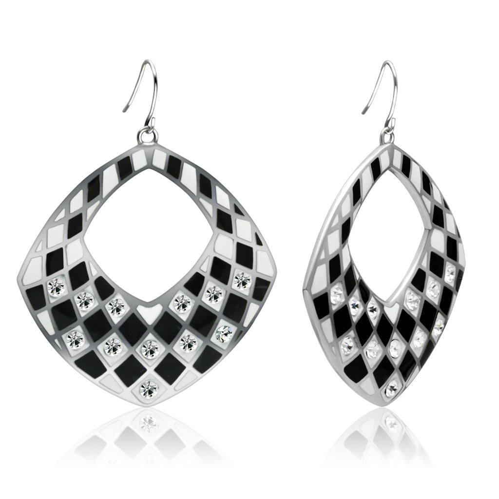 TK310 - High polished (no plating) Stainless Steel Earrings with Top Grade Crystal  in Clear