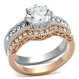Two-Tone Rose Gold Wedding Ring Set