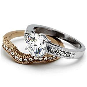 Two-Tone Rose Gold Wedding Ring Set